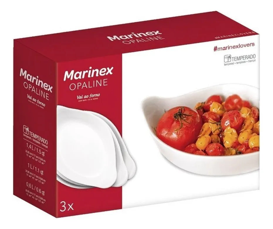 Jogo De Assadeiras Opaline Marinex Nadir - Kit 3 Unidades Cor Branco