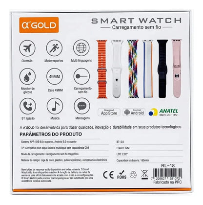 Smartwatch Sem Fio  Agold RL-18 C/2 Smartwatchs