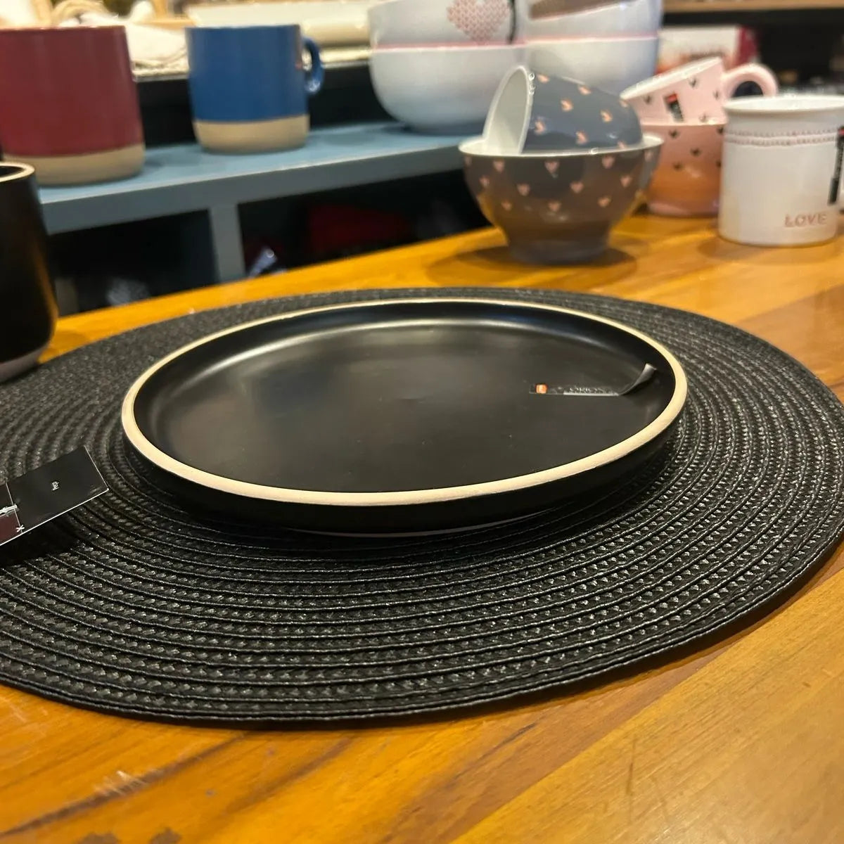 Prato Sobremesa Ceramica Orion Preto 20,5CM