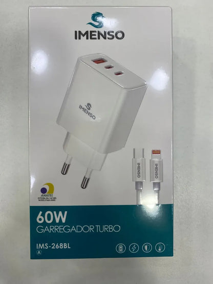 Kit carregador Imenso 60w Turbo Ims-268bm Tipo C/lightning