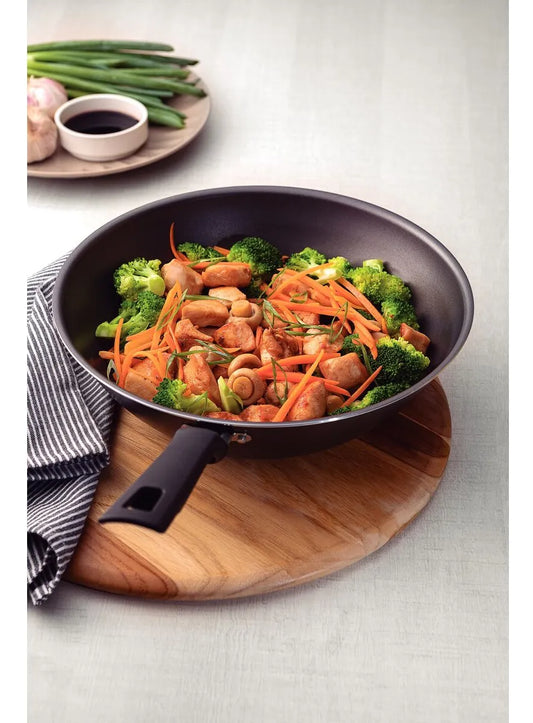 Wok Tramontina Loreto em Alumínio com Revestimento Interno e Externo em Antiaderente Starflon Max Grafite 24 cm 2,2 L