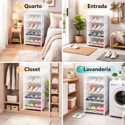 Sapateira Organizadora Em Metal 5 Prateleiras Para 8 Pares.