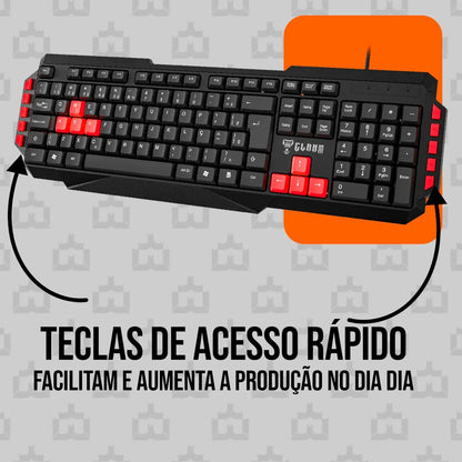 Teclado Mulimidia Gamer Red Keys USB Multilasar