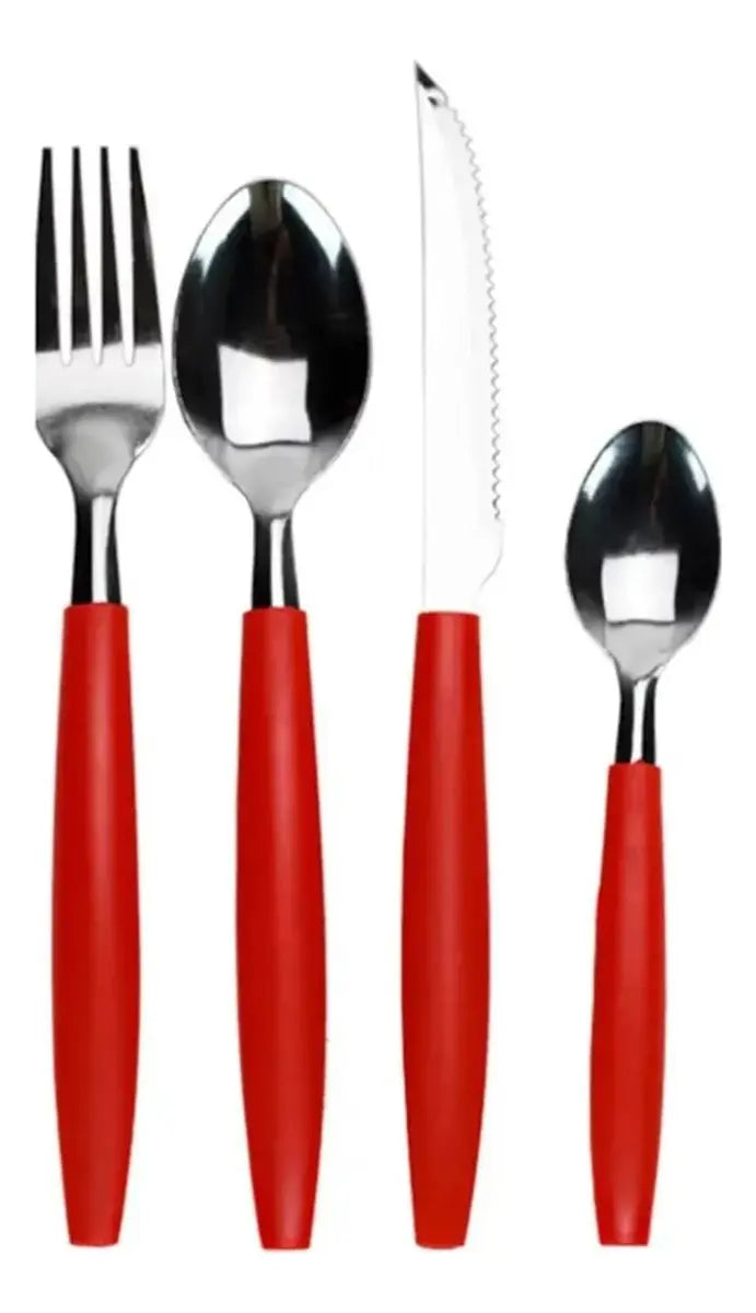 Faqueiro Florenza 25 Peças Vermelho