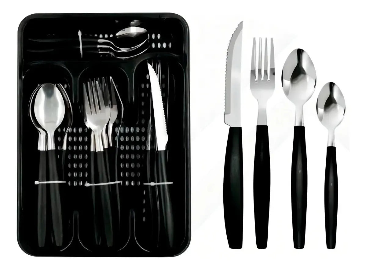 Faqueiro Florenza 25 Peças Preto
