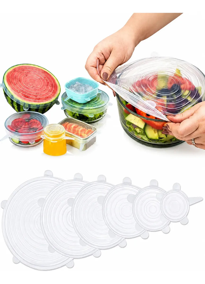 Jogo Tampas De Silicone C/ 6 Peças Ajustável Reutilizável