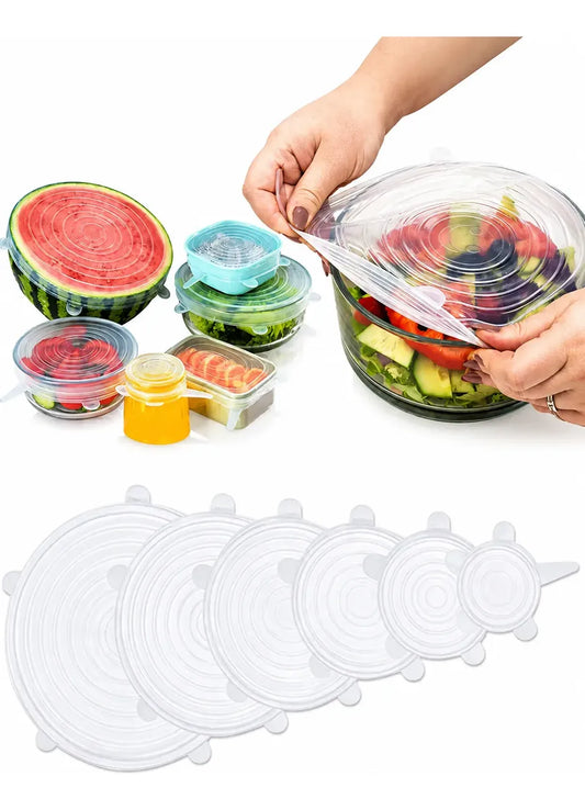 Jogo Tampas De Silicone C/ 6 Peças Ajustável Reutilizável
