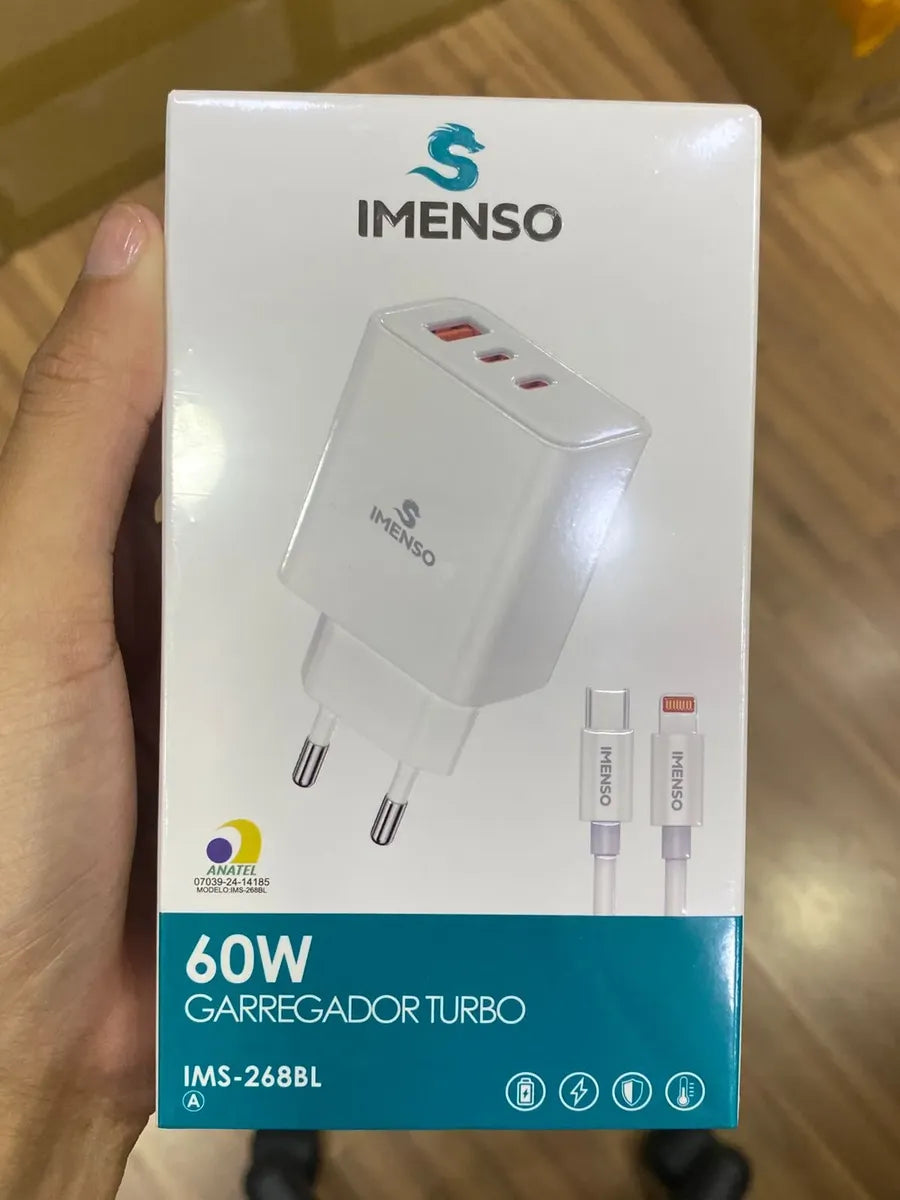 Kit carregador Imenso 60w Turbo Ims-268bm Tipo C/lightning