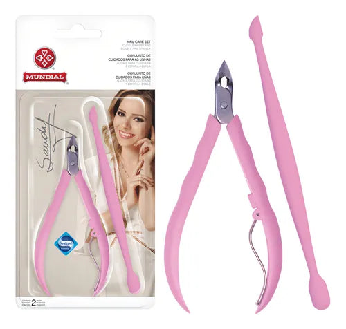 Alicate De Cuticula Mundial Sandy + Espatula, alicate, alicate de unha, cortador de unha, alicate de cutícula