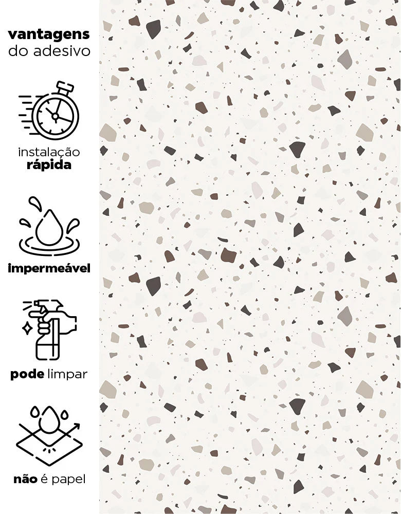 Papel de Parede Vinil Graneliti Autocolante 5MX45CM.