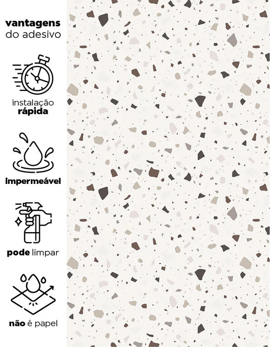 Papel de Parede Vinil Graneliti Autocolante 5MX45CM.