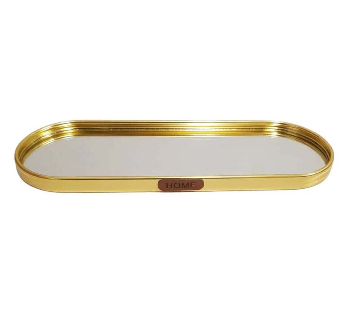 Bandeja Retangular Metal  Vidro Espelhado 30x10x1.5cm Cx C 36