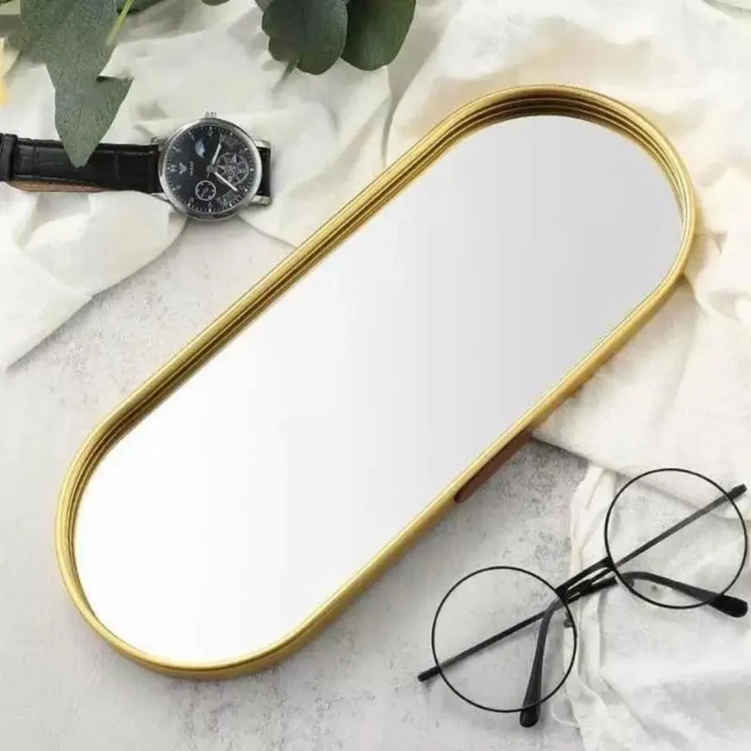 Bandeja Retangular Metal  Vidro Espelhado 30x10x1.5cm Cx C 36