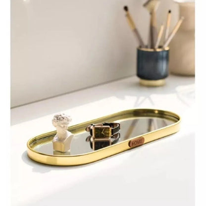 Bandeja Retangular Metal  Vidro Espelhado 30x10x1.5cm Cx C 36