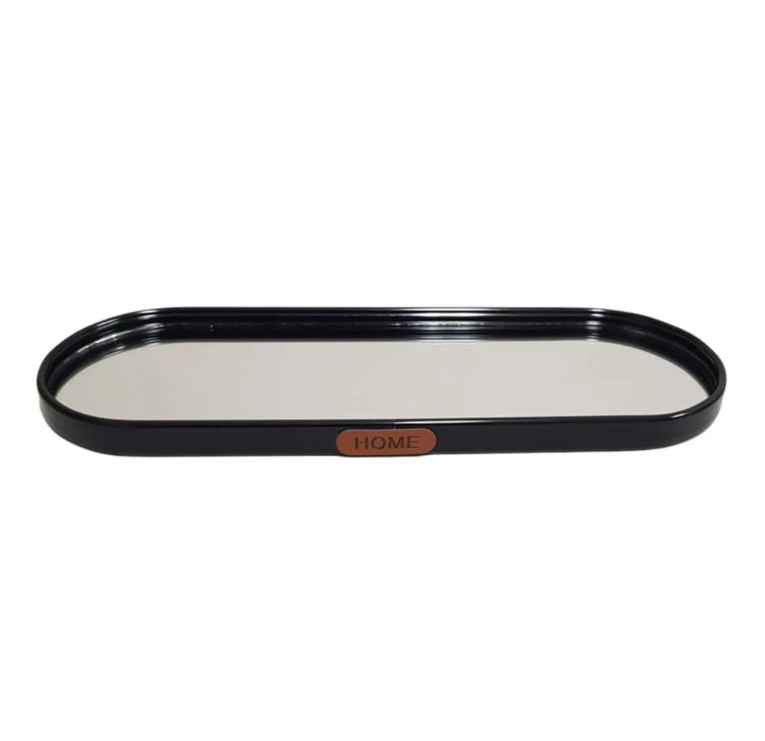 Bandeja Retangular Metal  Vidro Espelhado 30x10x1.5cm Cx C 36