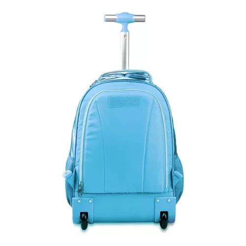 Mochila Escolar Metalizada Rebecca Bonbon Rodinhas RB Original Azul