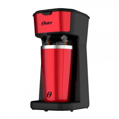 Oster Cafeteira 2Day Inox 2 em 1 com Copo Térmico, 220V, Vermelho/Inox, 600W