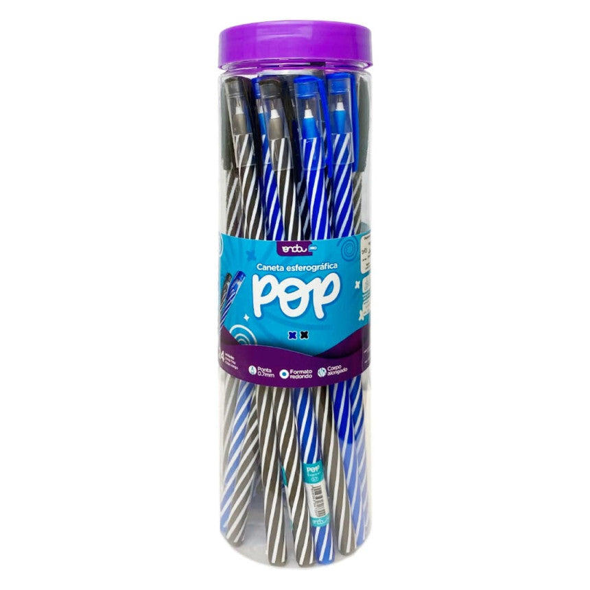 Caneta esferográfica Pop 0,7mm azul/preta
