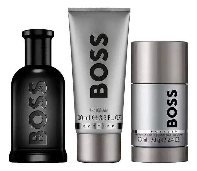 Kit Boss Bottled Men Parfum 100ml + Shower Gel + Desodorante