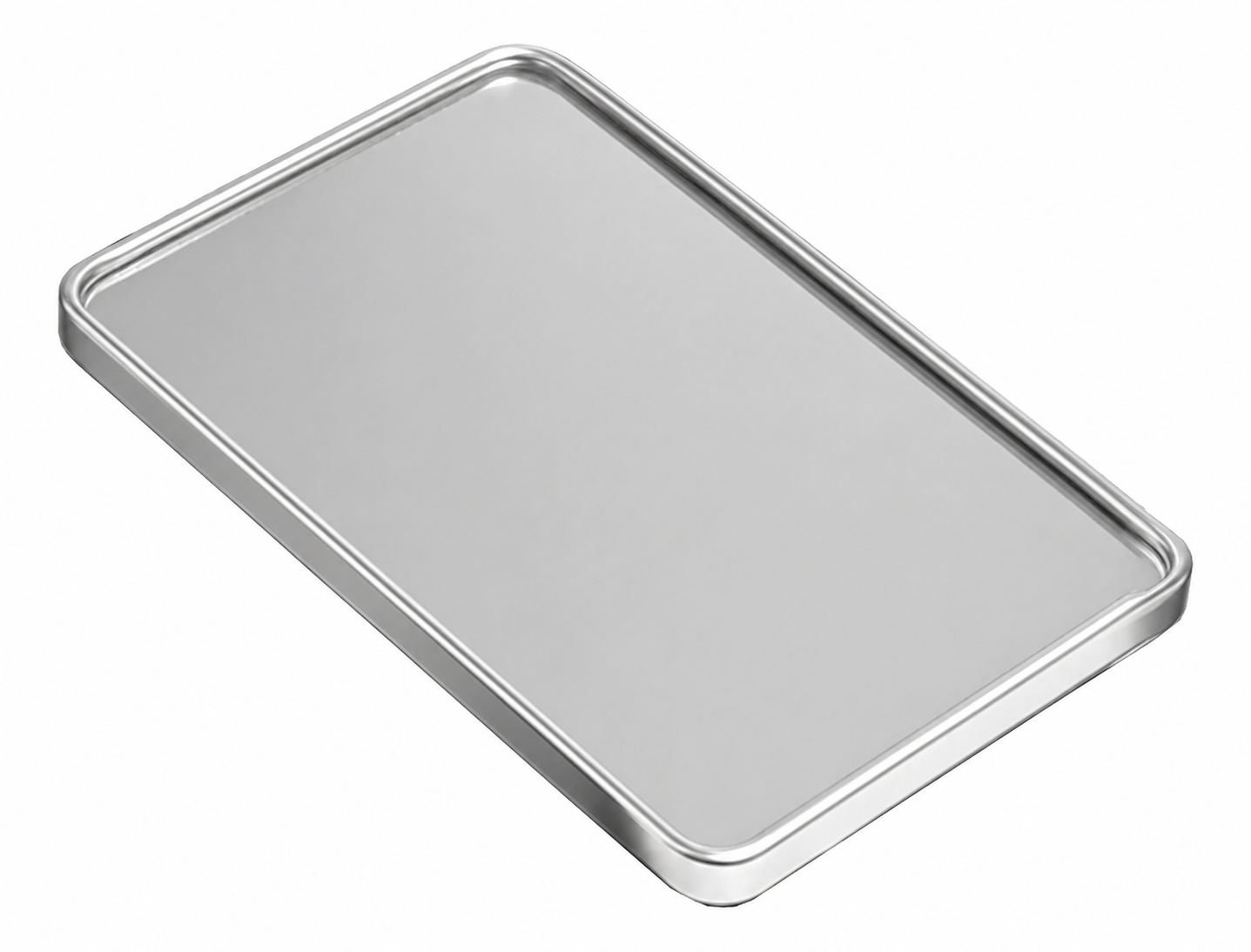 Bandeja Espelhada Plástca na Cor Prata Retangular 30x20cm Ub10265