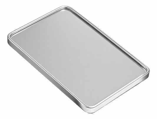 Bandeja Espelhada Plástca na Cor Prata Retangular 30x20cm Ub10265