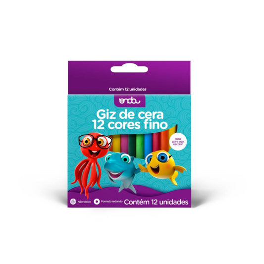 Giz de cera c/12 cores fino