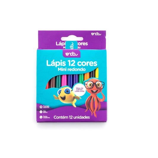 Lapis 12 cores mini redondo