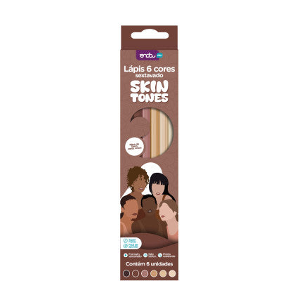 Lapis 6 cores tons de pele sextavado