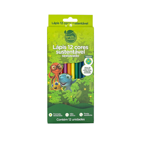 Lápis de Cor 12 Cores Sustentável Sextavado