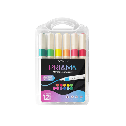 Marcador acrílicos Prisma c/ 12 cores