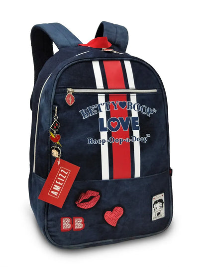 Mochila Betty Boop BP2201 Escolar Universitária Moda Jeans Azul