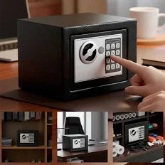 Cofre Eletronico Digital Teclado C/Chave E Senha Preto 17x23x17cm